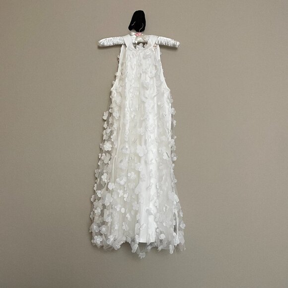 NEW! White Floral dress New York and company featured brand, Lena, 3D flowers. - Picture 1 of 13
